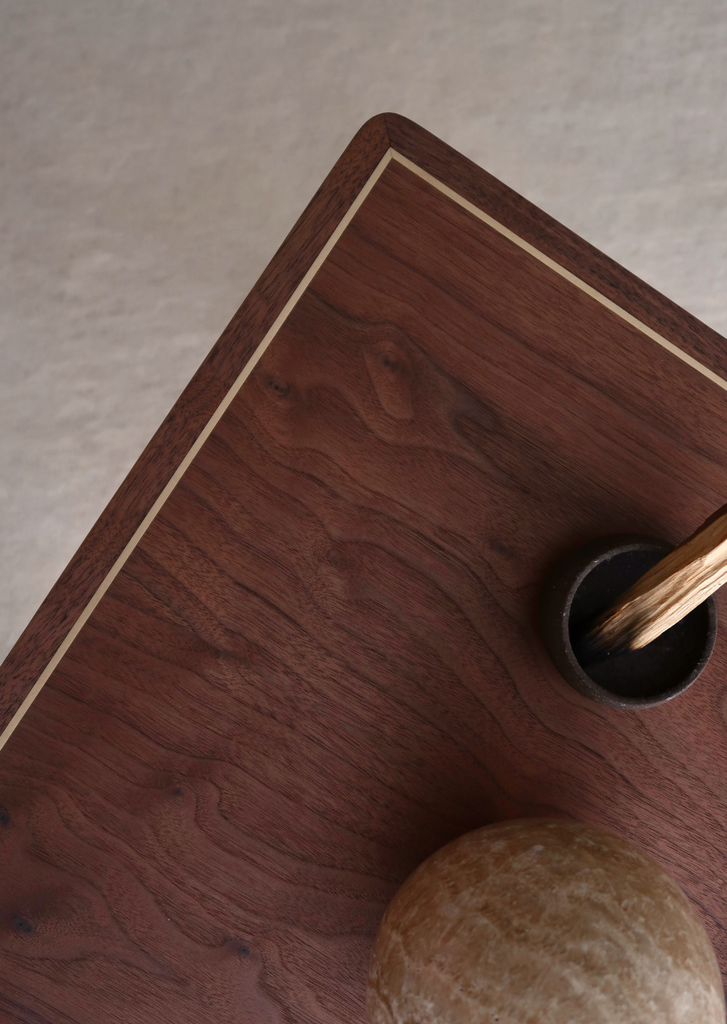 Wela Side Table close-up of brass and aluminum detailing, handcrafted in NSW

Signed edition Wela Side Table with brass inlay