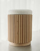 Underline Stool boucle upholstery top close-up, handcrafted in NSW